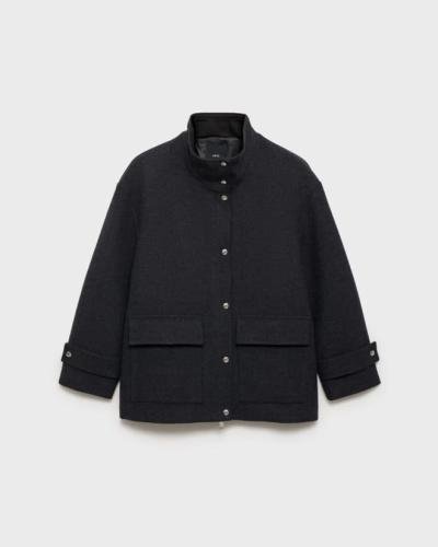 Funnel-neck wool jacket